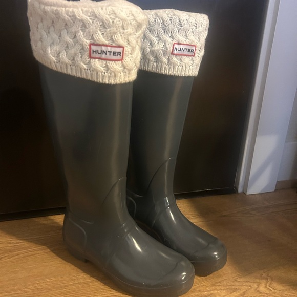 Women’s Hunter Rain Boots/Fleece Logo Socks Size 8 - Picture 2 of 10